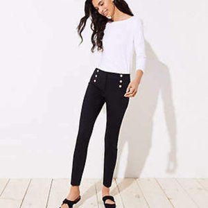 Loft Petite Sailor Skinny Flat Front Button Pockets Mid Rise Pants P145